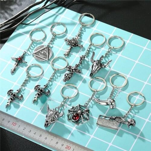 1PC Punk Scorpion Evil Eye Cross Keychain Keyring For Women Jewelry Sheep Head Snake Spider Car Key Holder Keyring Men Gift K35