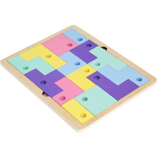 Wooden Tetris Matching Puzzle Educational Toy Logical Thinking Game