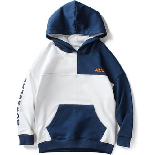 Autumn and winter Children sweater hooded jacket boys girl letter printing Contrast thickened warmth 4-13 year baby quality coat