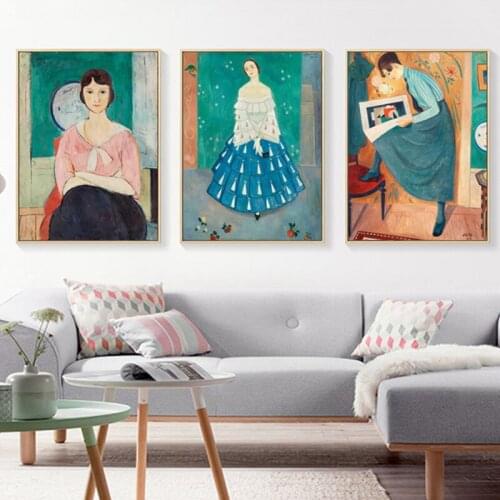 Europen Young Women Canvas Painting Wall Art Poster and Print Pictures for Living Room Home Interior Decorations NO FRAME