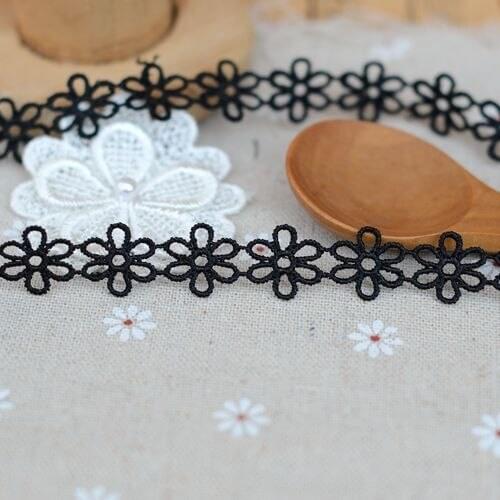 Hot sale lace accessories Water soluble floret edge black flower necklace 1.5 cm H1501