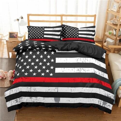 Hot American Flag Bedding Set 2/3pcs Bed Sets Home Textile Strip Duvet Cover Set Modern Bedclothes Pillowcase Queen King Size