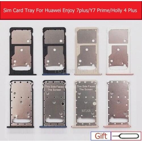 Sim Card Tray For Huawei Enjoy 7 plus /Y7 Prime/ Holly 4 Plus TRT-AL00 TL00 SD Memory Card Slot Tray Holder Replacement Repair
