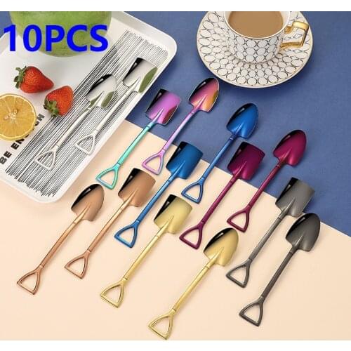 10PCS Stainless Steel Coffee Spoon Watermelon Shovel Dessert Spoon ice cream spoon Teaspoon Stirring Spoon Christmas Gifts