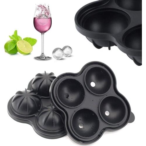 Multifunctional Ice Cube Maker 4-cavity Silicone Ball Cocktail Whiskey Mold for Ice Cube Tray Ice Mold Kitchen Tool