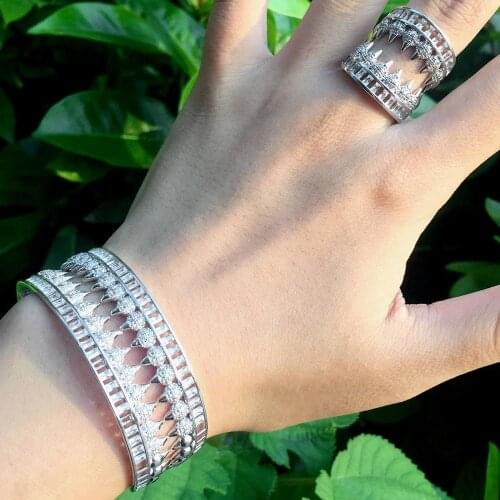 ModemAngel Super Shing Full AAA Cubic Zriconia New Arrive Luxury Shape Wedding Saudi Arabic Dubai Bangle Ring Fashion Set