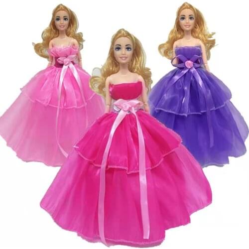 Fashion Chiffon Bowknot Princess Dress Clothes for Barbie Doll Accessories Party Gown Wedding Dresses Vestidoes 1/6 BJD Kid Toy