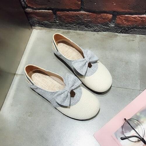 Nice New Nylon WoMen Super Cute Flats Flat Heels Non Slip Bow Knot Shoes for Woman School Girls Soft Summer Wild Loafers2021