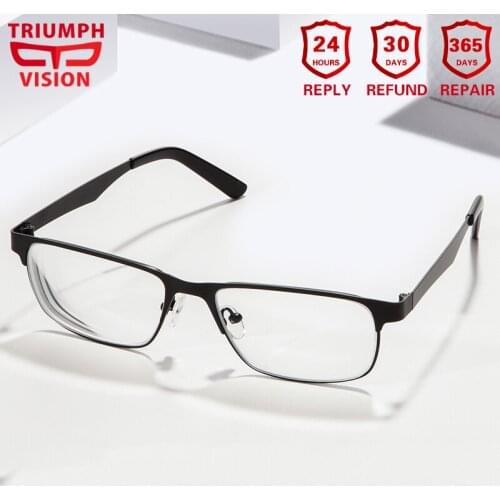 TRIUMPH VISION Computer Reading Spectacles Metal Thin Frame Eyewear Ultra Light Eyeglasses Men Prescription Glasses Myopia Gafas