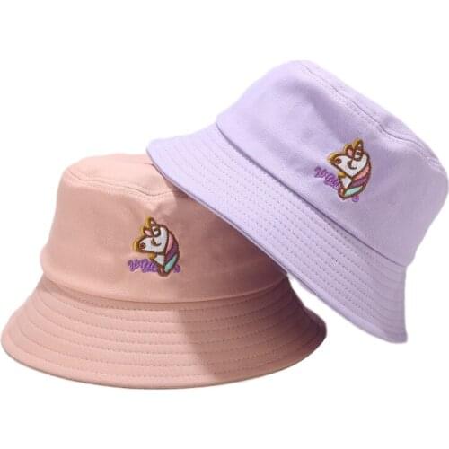Unicorn Summer Bucket Hats Women Outdoor Hiking Fishing Bob Summer Casual Cotton Fisherman Hat Visor Beach Hip Hop Fisherman Cap
