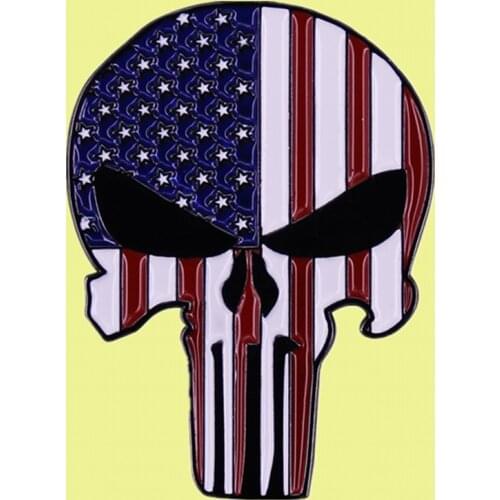 Patriotic American Flag Skull Punisher USA Stars and Stripe enamel pin badge brooch Accessory Jewelry gift