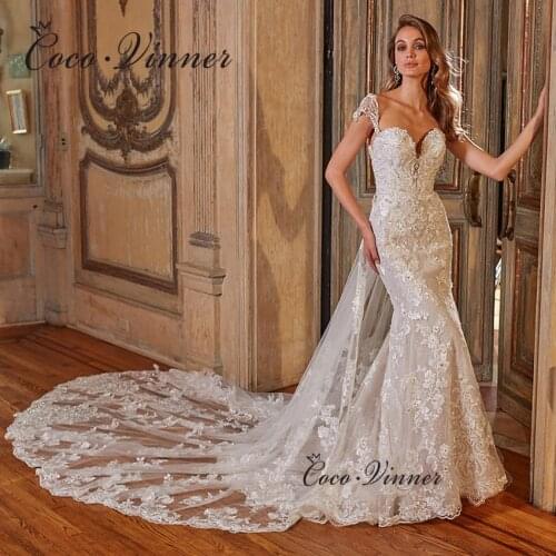 Sexy Backless Mermaid Wedding Dresses With detachale Tail V neck Europe And America Style 2021 Wedding Dress W0899