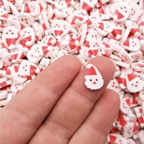 100g Santa Claus Head Polymer Clay Sprinkles for Crafts Making DIY Christmas Nail Art Decoration Crystal Mud Filler Material