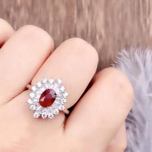Natural and Real Ruby Ring 925 Sterling Silver Finger Ring For woman Wedding Party female Ring Gift Wholesale