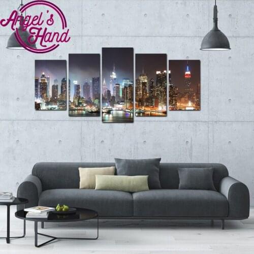 Surprising! New Nightless City needlework multi 5pcs cross stitch 5d diy diamond painting mosaic for living room weeding gifts
