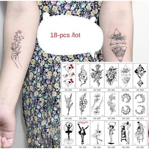 18PCS Geometric Figure Fake Tattoo Stickers For Arm Leg Body Art Waterproof Temporary Tattos Party Decals Tattoos