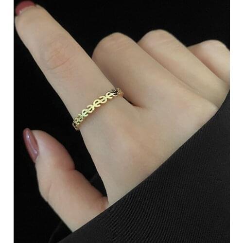 YWSHK Titanium Steel Gold Dollar Index Finger Buckle Joint Tail Wedding Ring for Women Fashion Jewelry Accessories Direct Sales