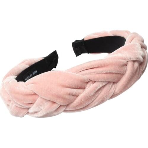 Oversized Plaited Velvet Headband For Women Ladies Wide Hairband Solid Color Braid Hair Loop Retro Twist turban Hair Accessories