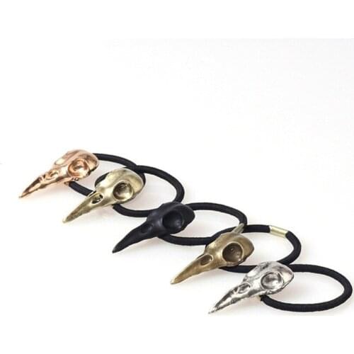 Personality Raven Skull Skeleton Scrunchie Ponytail Hair Rope Hair Band Gothic Punk Metal Style Hair Tie For Women Hair Ornament