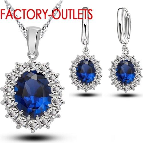 925 Sterling Silver Bridal Jewelry Sets Austrian Crystal Round Shape Necklaces Hoop Earrings Women Girls Engagement Anniversary