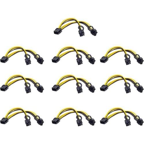 10Pcs 8 Pin PCI-E To Dual 8 (6+2) Pin Power Cable 20Cm Motherboard Graphics Card PCI-E GPU Power Data Cable Splitter