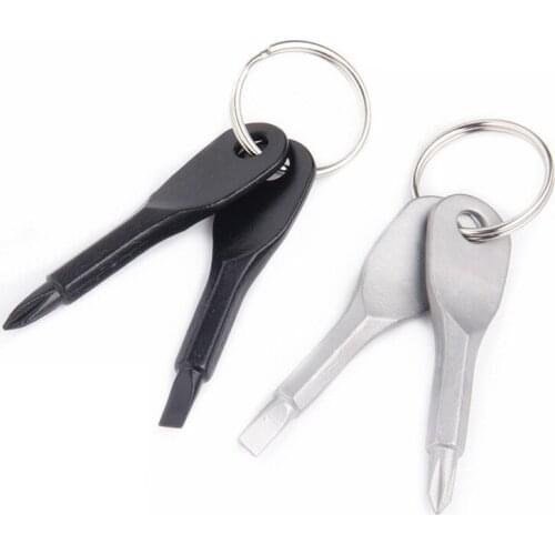 2pcs/set Mini Screwdriver Phillips Slotted Bits Portable Key Chain With Screwdriver For Outdoor Multitool Hand Tools