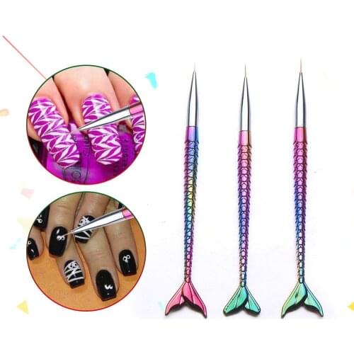 3 Size Painting Nail Brush Thin Liner Drawing Pen Mermaid Manicure Tool UV Gel Nail Brush Set For Nail 2020 new