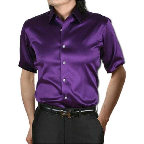 Auguswu Mens Silk Shirts
