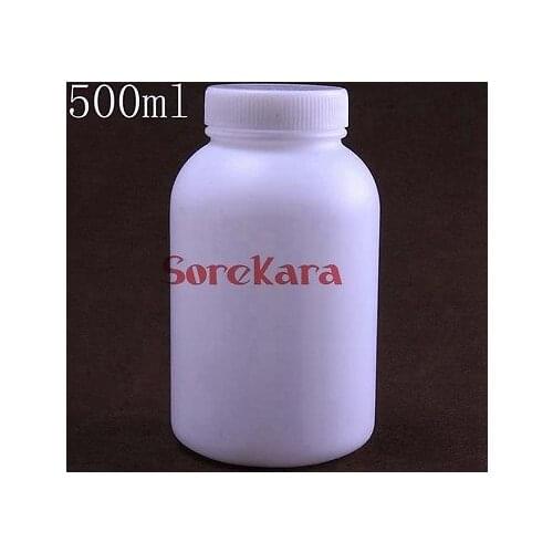 500ml White plastic Bottle Reagent Bottle Sample Vials Plastic Lid Screw Cap Screw On Cover Wide Mouth