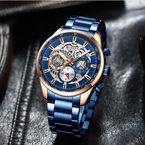 CURREN Luxury Stainless Steel Luminous Hands Watch Mens Fashion Chronograph Quartz Men Watches Casual Male Clock часы мужские
