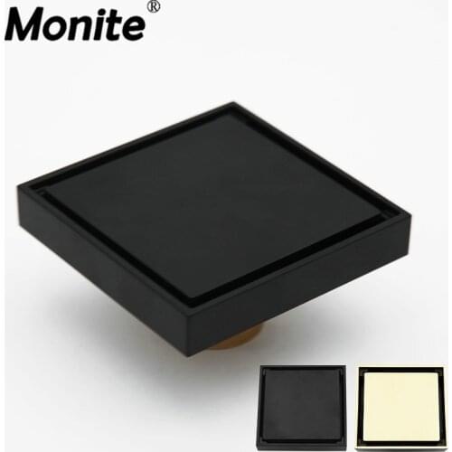 Black ORB Chrome Brass Matte Golden 10 x 10 cm Shower Square Invisible Bathroom Floor Drain Cover Drain Waste Floor Drain