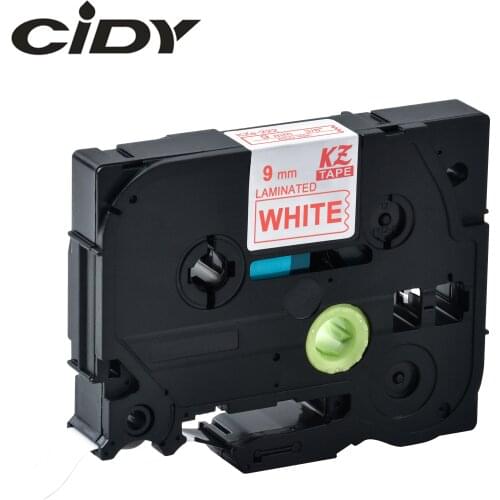 CIDY Tze 222 Tz222 red on white Laminated Compatible P touch 9mm tze-222 tz-222 tze222 Label Tape Cassette Cartridge