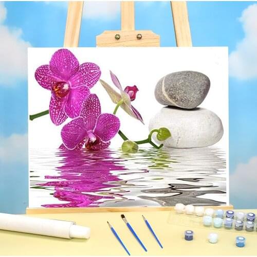 Flower Orchid Painting By Numbers Kit Acrylic Paints 40*50 Boards By Numbers Wall Decoration For Handiwork