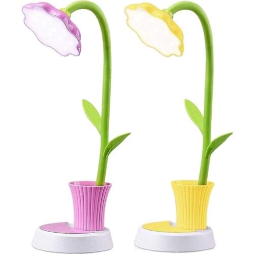 Kids Lamp,Rechargeable Desk Lamp Eye Protection Press Sensor Table Lamp Dimmable Bedside Lamp with Pen Holder