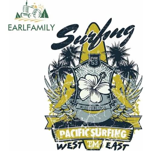EARLFAMILY 13cm x 10.1cm for Pacific Surfing Tm Waste West Decal Scratch-proof Window Car Stickers Cartoon Windshield Graphics