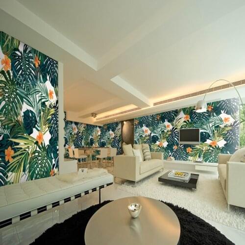 Custom Mural Wallpaper Minimalism Tropical Plant Leaves Background Wall Painting