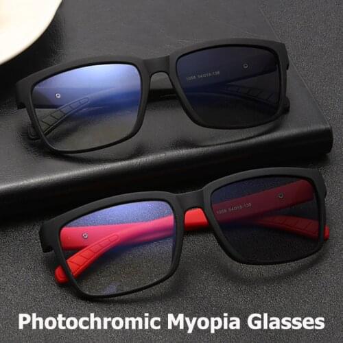 Finished Myopia Glasses Photochromic Eyeglasses Unisex Chameleon Nearsighted Eyeglasses With Minus Diopter Minus -50 To -600