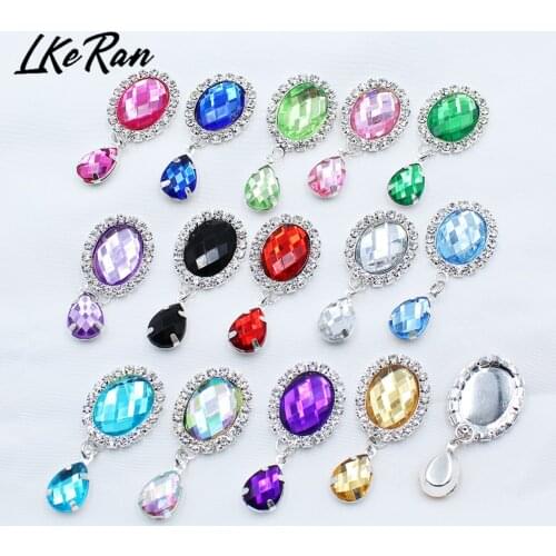 10Pcs 43*20MM New Acrylic Crystal Pendant Button Clothing Decoration Wedding Decor Handmade DIY Crafts Scrapbooking Accessories