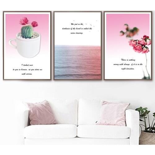 Cactus Rose Motivational Quotes Seascape Nordic Posters And Prints Wall Art Canvas Painting Wall Pictures For Living Room Decor