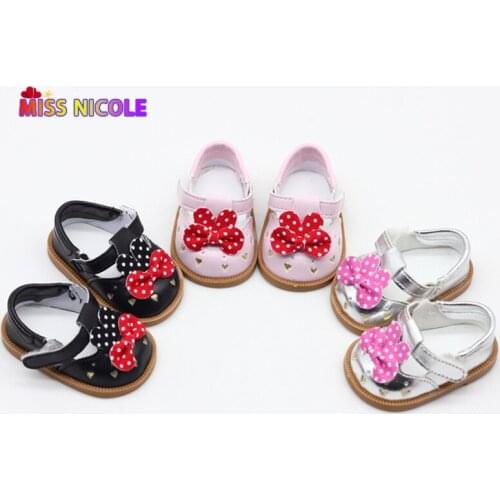 43cm Bebe Reborn Baby Dolls Accessories Pink Cute Bowknot Doll Shoes Pu Leather Casual Shoes For 18 Inch American Doll Girl Gift