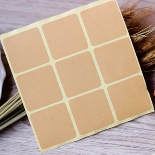 Square Kraft Seal Sticker DIY Multifunction Paper Labels for Handmade Product, Self-Adhesive Gift Sticker 90pcs/lot