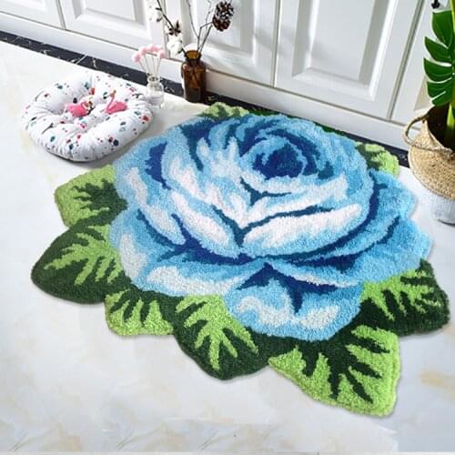 Hot sales good quality art rug for living room small carpet rose rug red purple rose rug