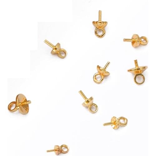 10Pc18K Gold Plated Copper Screw Eye Bails Beads End Caps Clasps Pins Connectors For DIY Pendant Jewelry Making Accessories