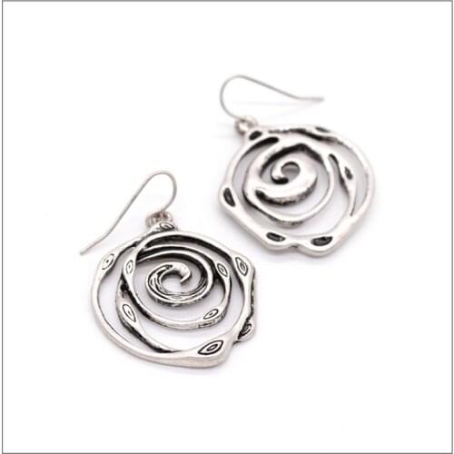 Fashion Lovely Spiral Pattern Rose Flower Shape Drop Earrings Ear Hook And Studs