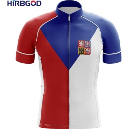 HIRBGOD Mens Triathlon Cycling Sports Jersey for Czech National Flag Design Triangle Color Distribution Bicycle Shirt,TYZ960-01