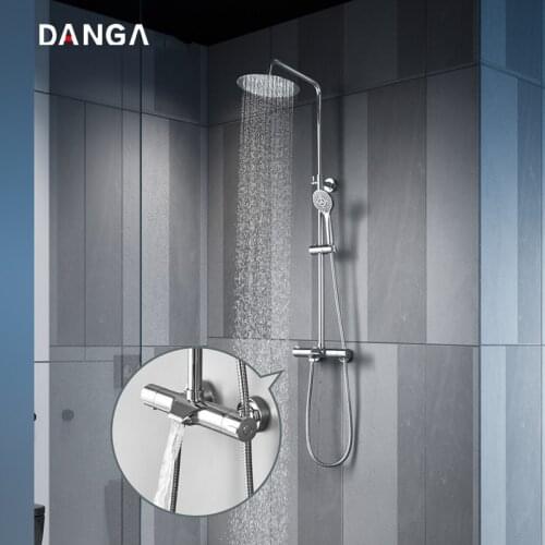 Shower Faucet Set Shower System Pressurized Shower Head Bathroom Hand Shower Intelligent Thermostatic Shower Set Shower Column