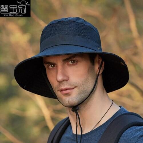New summer mesh breathable fishermans hat mens outdoor mountaineering Hat Womens Big Brim sunshade hat Benny hat