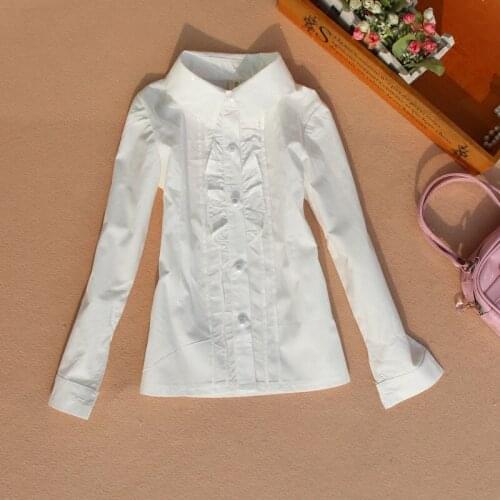 New 2019 Autumn Girls Blouse Children Clothing White Cotton Child Shirt School Girl Blouse Kids Girls Clothes Age 2-16T