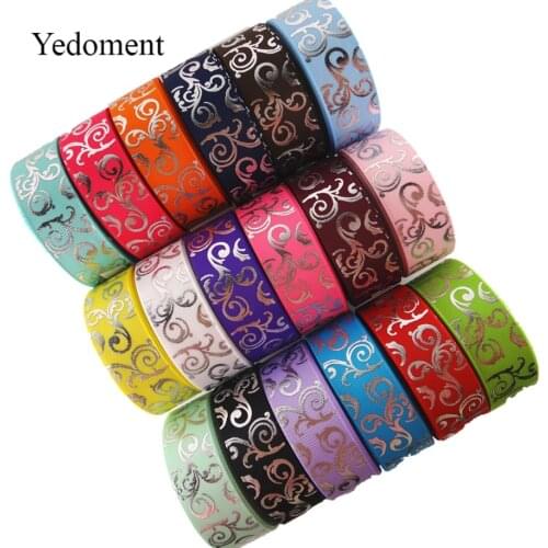 New arrival 7/8" (22mm) 10 yards glitter silver foil flowers printed grosgrain ribbons DIY handmade materials SD1127