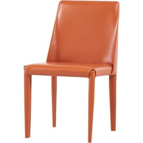 Dining chair Italian simple Nordic luxury saddle leather chair modern simple home restaurant hotel coffee milk tea shop chair